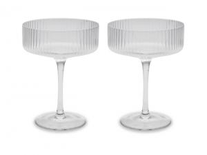 Promotional Ribbed Coupe Glasses (220ml) - Set of 2