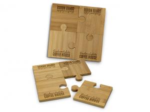 Promotional Eco Bamboo Puzzle Coaster Sets (Set of 4)