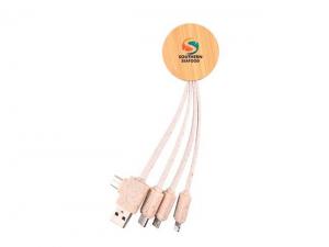 Promotional Round Natural Bamboo Charging Cables