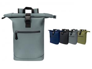Roll-Top Laptop Backpacks (18L, Recycled PU Leather)