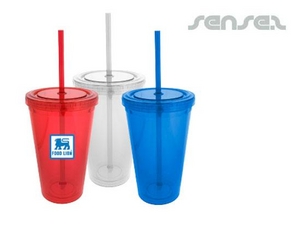 Promotional Retro Sipper Cups with Straw (473ml)