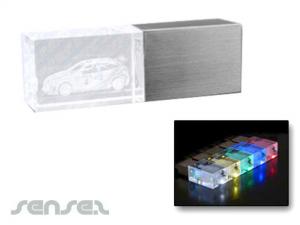 Promotional LED Glass Block USB Sticks (4GB)